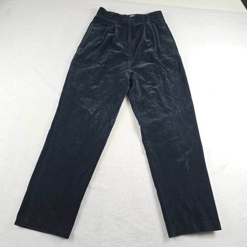 European Connection Vintage Black Velvet Pleated High Rise Tapered Pants 11/12